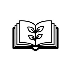Open Book with Sprouting Plant Icon  