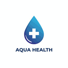 Obraz premium Water Droplet with Medical Cross Logo – Vector Symbol of Hydration and Health