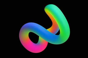 Pastel green to cyan ribbon — soft glossy S-curve on black