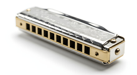 Harmonica isolated on white.