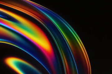 Arc of rainbow glass — glossy spectrum curve on black