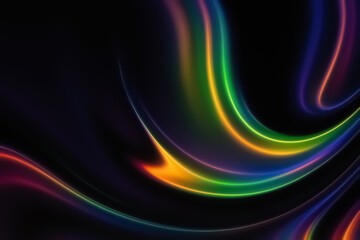 Neon streaks and curves — multicolor glass ribbons on black