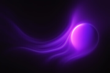 Neon violet comet — glowing tail and sphere on black