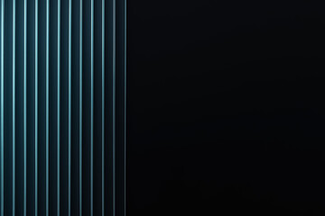Split cyan ribbed panel — vertical glass lines on black