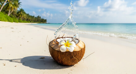 coconut cocktail on the beach