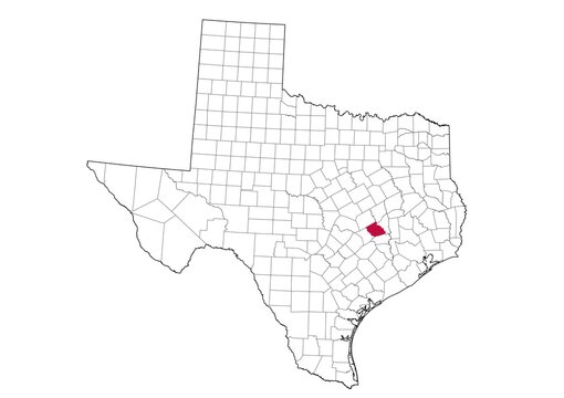 Location Of Burleson County in Texas Map, USA