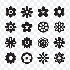 Variety Flower Head Silhouette Icons for Garden Design