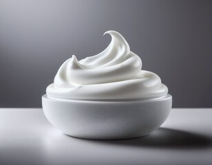 a premium standalone white cleansing mousse foam with a rich creamy texture ideal for shaving and deep cleansing elegantly displayed against a soft light grey background