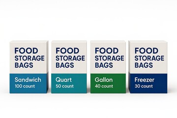 Food Storage Bag Collection Set Isolated on Blank White No Background