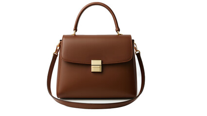 Brown Leather Handbag on Black Background