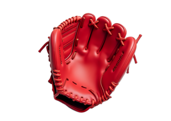 Red Baseball Glove on Black Background