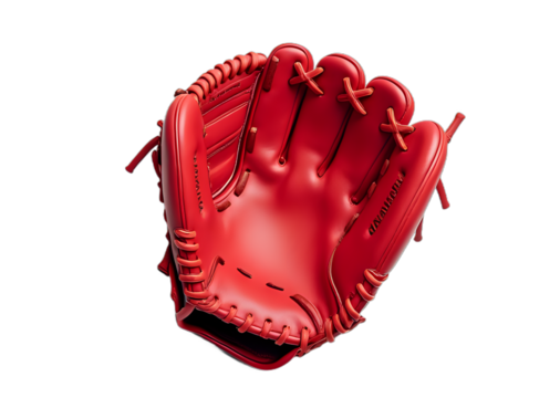Red Baseball Glove on Black Background - Powered by Adobe