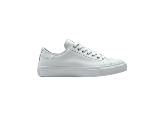White Leather Sneakers on a Black Background