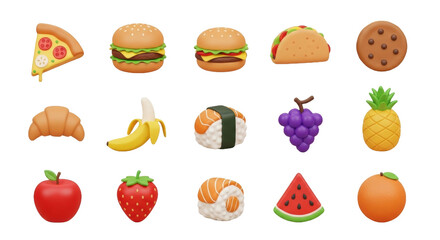 Set of Food vegetable Emoji icons PNG