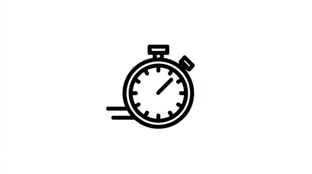 Simple icon of a stopwatch showing the passage of time, speed lines below
