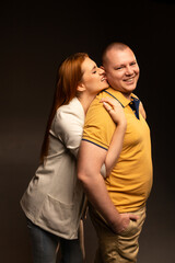 Affectionate Couple Posing Together, Studio Shot