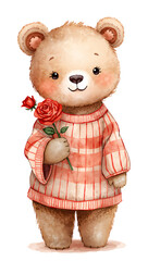 teddy bear with flower illustration