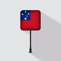 Samoa Flag Pole Vector Illustration