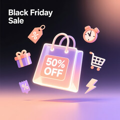 Flat Vector Black Friday Shopping Concept Illustration
