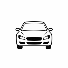 Obraz premium Sleek modern car silhouette viewed from the front, symbolizing transportation and automotive design.