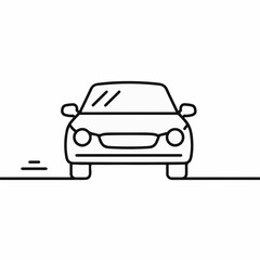 Simple line drawing of a car from a front view, clean and modern style