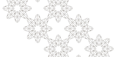 Geometric pattern of interconnected star-like shapes, creating a repeating design on a white background.
