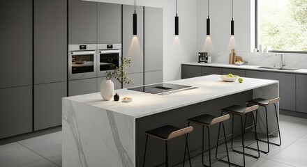 Modern Kitchen with Marble Countertop