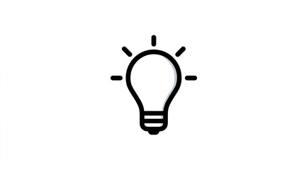 Graphic line drawing a light bulb radiating light on a blank white background