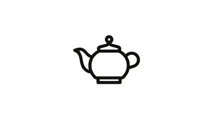 Simple line drawing of a teapot with a round body, spout, handle, and lid