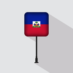 Haiti Flag Pole Vector Illustration