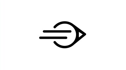 Eye-shaped icon with motion lines, black outline on a white background, stylized