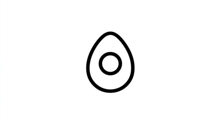 Simplified egg icon black outline of egg shape with circular yolk, centered