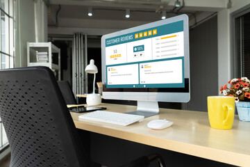 Naklejka premium Customer experience and review analysis by modish computer software for corporate business