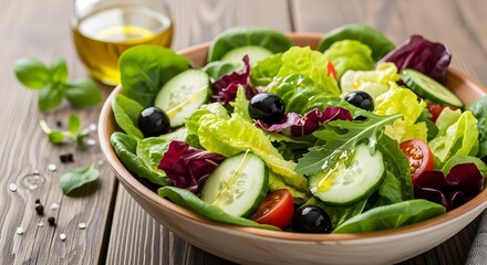 Fresh Green Salad with Olive Oil