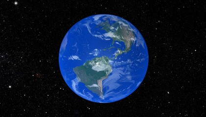 Obraz premium Vibrant Earth floating in the deep space, a stunning visual of our home planet with vivid continents and oceans, ideal for science or travel projects