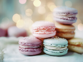 Obraz premium A collection of beautifully colored macarons