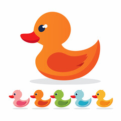 Duck toy icon Set Stroke, Fill and Color Vector Design Illustration on white background.