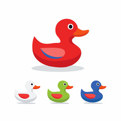 Duck toy icon Set Stroke, Fill and Color Vector Design Illustration on white background.