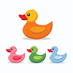 Duck toy icon Set Stroke, Fill and Color Vector Design Illustration on white background.