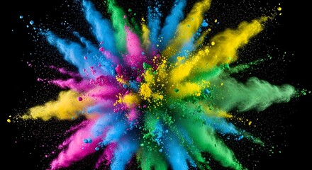 Color Powder Explosion on Black Background