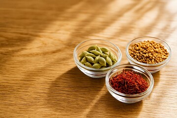 Elegant, high-value spice setup for luxury culinary and gourmet brand visuals.