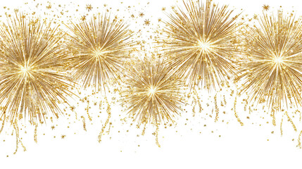 Golden Fireworks Burst Festive Holiday Celebration Elegant on Transparent Background