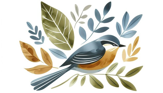 Beautiful and cute animal and leaf artwork