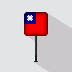 Taiwan Flag Pole Vector Illustration