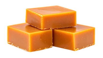 Three caramel candies stacked