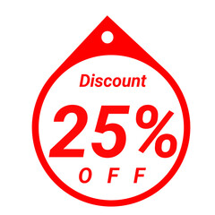 25 percent discount label red