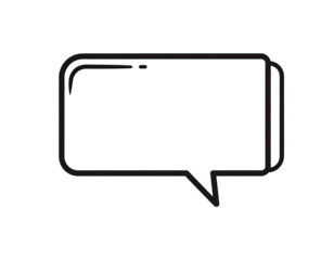 Simple, outlined speech bubble graphic