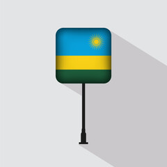 Rwanda Flag Pole Vector Illustration