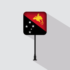 Papua New Guinea Flag Pole Vector Illustration