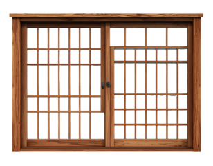 Wooden sliding doors, Japanese style, with lattice panels